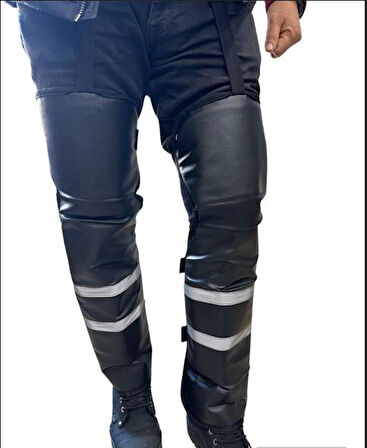 Bike Sky Diz & Bacak Koruma Deri Reflektörlü Yağmur & Rüzgar & Soğuğa Karşı bike sky (( MOTOSİKLET SIRT DAYAMA HEDİYELİ ))