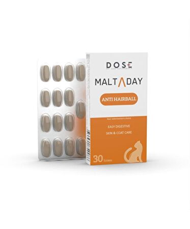 Dose Malt A Day Anti-Hairball Tablet Tüm Kediler İçin Tüy Yumağı Önleyici Anti Hairball Malt Tablet