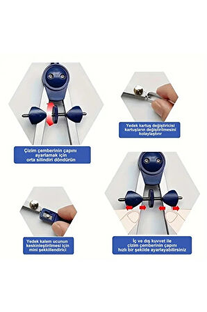 Pergel takımı ayaklı, paslanmaz çelik, mimarlık, mekanik, pergel, trilin-kutusunda set