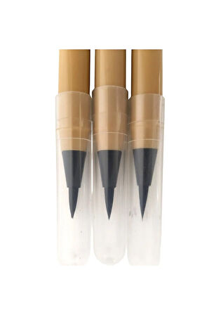 Fırça Uçlu Mürekkep dolumlu, Brush Pen, Kurt Kılı, Hazneli, Siyah-Çini, Seramik tahrir fırçası 3 Ad