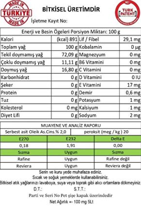 Çandarlı Birinci Zeytinyağı 5 lt Pet Şişe zeytinyağı 5 litre 3 adet