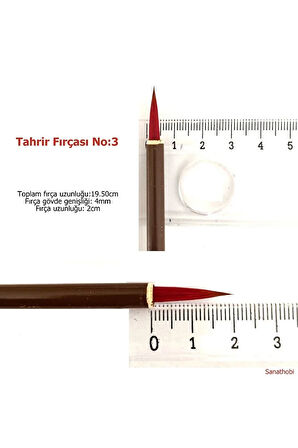 Tahrir Fırçası Kurt Kılı No:3-çini, seramik, tezhip, minyatür, kalın gövde, brush-1 Adet