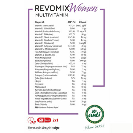 Revomix WoMen Multivitamin 60 Kapsül