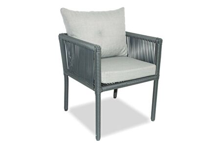 Shangai Rattan Bahçe Balkon 4 Kişilik Yemek Takımı Taş Gri