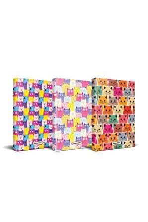 Kedi Temalı Planlama Defteri Seti - 3 Defter Set3
