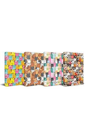 Kedi Temalı Planlama Defteri Seti - 4 Defter Set1