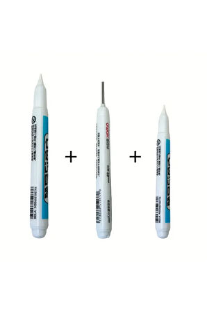 Marker Seti 3'lü Beyaz, Hızlı Kuruyan, Su Geçirmez ve Uzun Ömürlü, Cam, Deri, Ahşap, Metal Yüzeyler