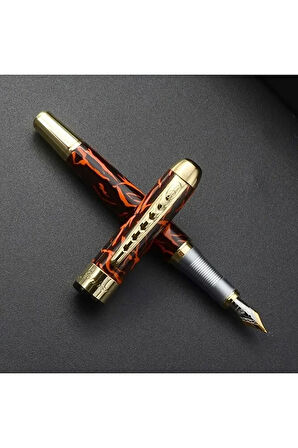 Dolma kalem, imza kalemi, alev kırmızısı desenli metal doldurulabilir hediyelik dolma kalem