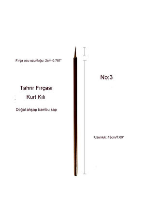 Tahrir fırçası kurt kılı No:3, çini, seramik, tezhip, minyatür, boyama, hobi işleri-1 adet