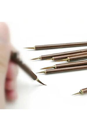 Tahrir Fırça Seti No:1-2-3 Kurt Kılı, Bambu Sap (ÇİNİ, SERAMİK, TEZHİP, MİNYATÜR) 1. Kalite-3 Adet