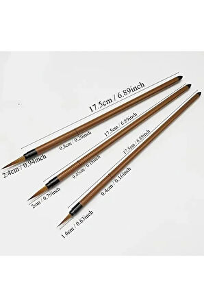 Tahrir Fırça Seti 1-2-3 Numara, Kurt Kılı, Çini, Seramik, Tezhip, Minyatür, Boyama-set 3 Adet