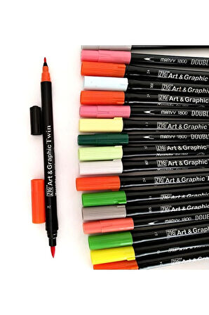 Zig Art&Graphic Twin Tut-80 ve Marvy Brush kalem seti-18 Adet set