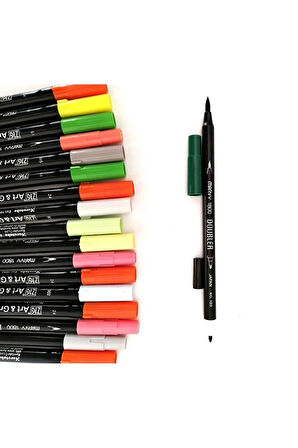 Zig Art&Graphic Twin Tut-80 ve Marvy Brush kalem seti-18 Adet set