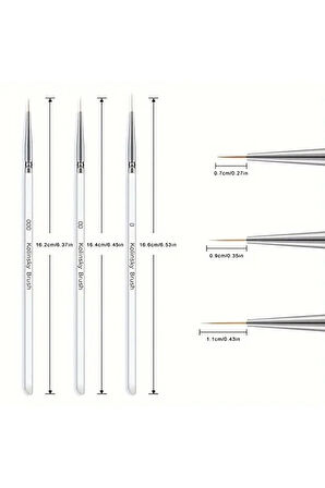 Detay fırça seti şeffaf-ince uçlu fırça-tırnak süsleme fırçası-desen fırçası, altın fırçası-3 Ad