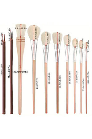Seramik Sırlama Fırça Seti, Seramik Boyama, Yaldızlama, Çini, Vazo, yağlı boya, Koyun Tüyü-set 10Ad