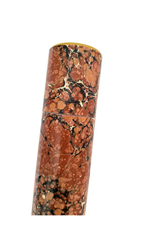 Ebru desenli kubur, fırça, kağıt , kalem saklama kutusu, süngerli silindir kutu, fırçalık-No:2