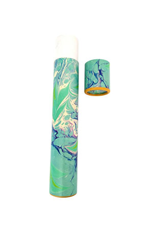 Ebru desenli kubur, fırça, kağıt , kalem saklama kutusu, süngerli silindir kutu, fırçalık-No:13