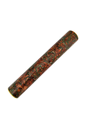 Ebru desenli kubur, fırça, kağıt , kalem saklama kutusu, süngerli silindir kutu, fırçalık-No:14