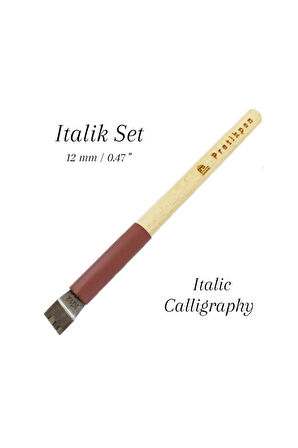 Pratikpen Italik Kaligrafi Kalemi, Yan Kesik, Kalem Sapı Kayın Ağacı 12.0mm