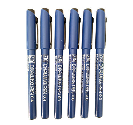 Zig Drawing Pen Çizim Kalem seti-Set 6 Kalem