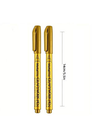 Altın metalik marker kaligrafi kalemi, cam kalemi, davetiye, süsleme, düğün imza, bardak yazı-2 Ad