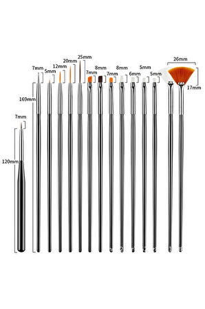 Detaylandırma, boyama, minyatür fırçası-suluboya, yağlı boya, tırnak boyama-15 parça