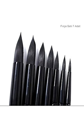 Fırça Seti, Tahrir Fırçası, Minyatür, Tezhip, Resim, Suluboya, Yağlı Boya-7'li Set