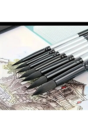 Fırça Seti, Tahrir Fırçası, Minyatür, Tezhip, Resim, Suluboya, Yağlı Boya-7'li Set