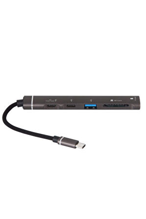 4 1 Otg- Usb Çoğaltıcı Hemde Kart Okuyuculu Usb Hub Telefon Tablet Için Type-c Girişli