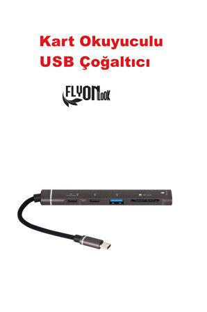 4 1 Otg- Usb Çoğaltıcı Hemde Kart Okuyuculu Usb Hub Telefon Tablet Için Type-c Girişli