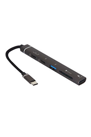 4 1 Otg- Usb Çoğaltıcı Hemde Kart Okuyuculu Usb Hub Telefon Tablet Için Type-c Girişli