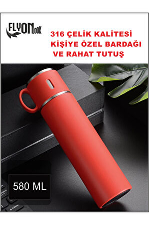 20-24 SAAT SICAK SOĞUK MUHAFAZALI 316 KALİTELİ ÇELİK BARDAKLI TERMOS 580 ML KALİTE TESADÜF DEĞİLDİR