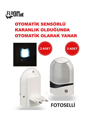 2 Adet Gece Lambası Sensörlü Karanlık Olduğunda Otamatik Devre Mod BLISTER Işık Fener Masa Lambası