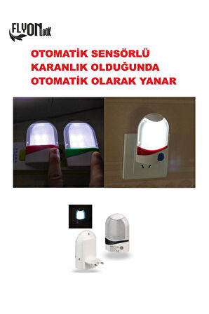 2 Adet Gece Lambası Sensörlü Karanlık Olduğunda Otamatik Devre Mod BLISTER Işık Fener Masa Lambası
