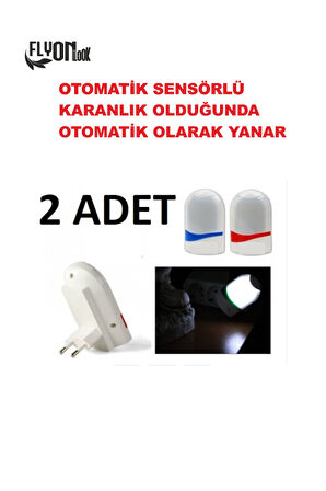 2 Adet Gece Lambası Sensörlü Karanlık Olduğunda Otamatik Devre Mod BLISTER Işık Fener Masa Lambası
