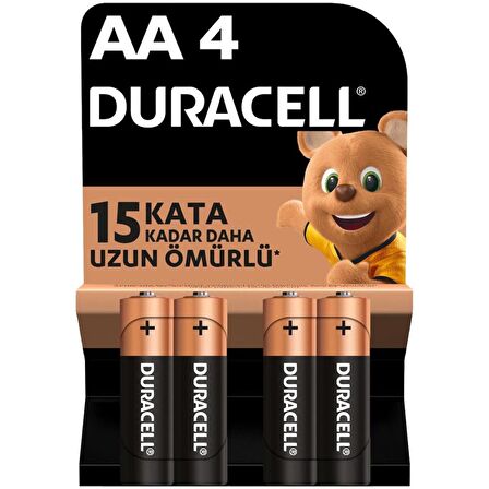 Duracell Alkalin AA Kalem Pil 1,5V 4'lü Paket (LR6 / MN1500)