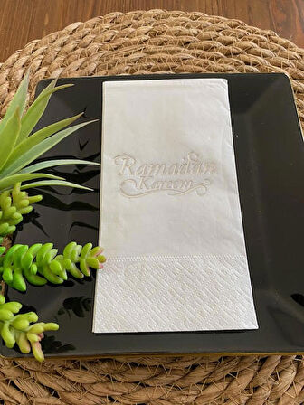 Gümüş Yaldızlı Beyaz Ramadan Karem Peçete 16 Adet Yeni Model