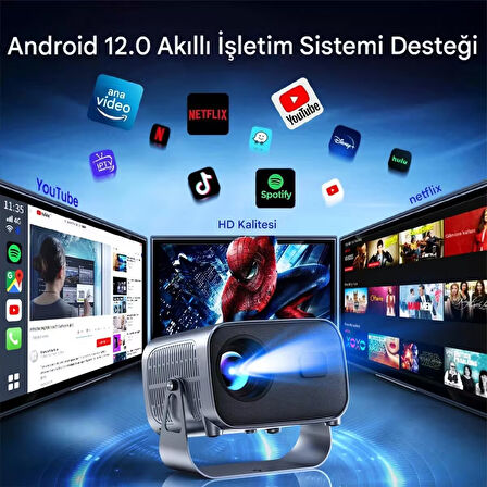 JHY V8 Taşınabilir Android 12  2.69 inç 4K HD 720P Akıllı Projektör 2025