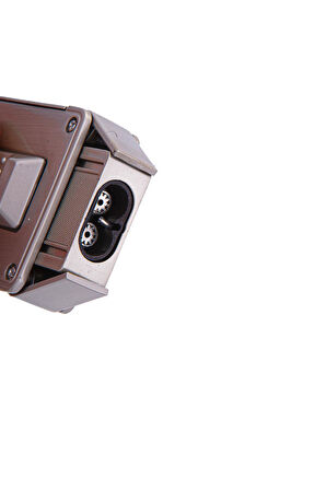 Parmida Çift Torch Pürmüz Fırçalı Gümüş Metal Puro Çakmağı