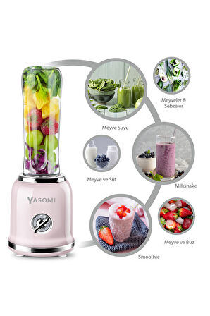 Yasomi BL019 Retro Smoothie Blender Pembe (Yasomi Türkiye Garantili )