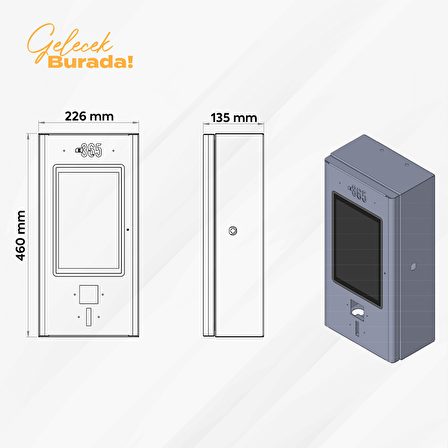 E 365 AC Duvar Tip 10 İnç Ekranlı MID Sayaçlı Tek Soketli RFID 22kW Şarj İstasyonu