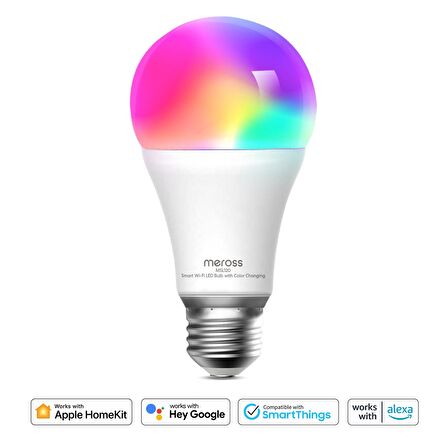 Meross Wi-Fi Apple HomeKit Google Assistant ve Alexa Uyumlu Akıllı Enerji Tasarruflu 810 Lümen RGB LED Ampul