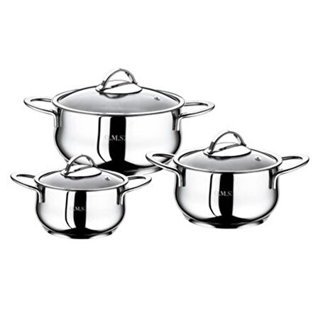 Oms Çelik Tencere Seti Güveç Model 3lü Çelik Tencere