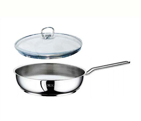 Oms Çelik Tava 26x6 CM Cam Kapaklı
