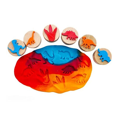 ChildGen Play Dough Ahşap Damga Seti Dinozorlar