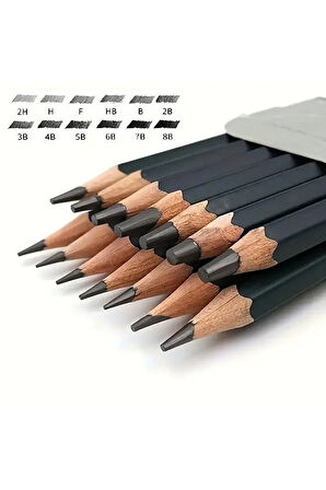 Kara Kalem Çizim Seti, Eskiz Kalem Seti, Dereceli Kalem Çizim Set, Eskiz Yapmak Ve Tonlama-12li