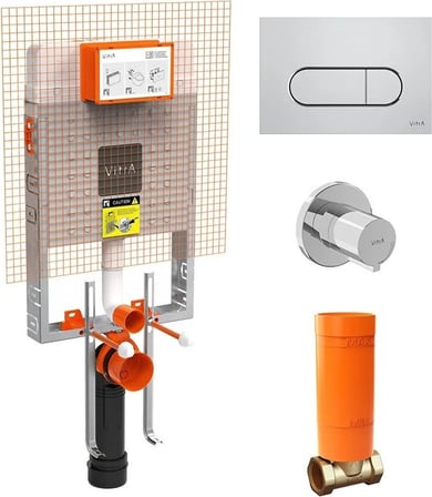 VitrA Gömme Rezervuar Seti (Gömme Rezervuar + Stop Valf + Parlak Krom Panel)
