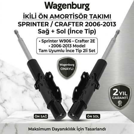 Sprinter Crafter 2006-2013 model araçlara tam uyumlu ön amortisör sağ + sol ince tip 2li takım.  A9063206230 2E0413023