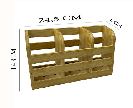 Bambu Kaşıklık 3 Bölmeli Organizer