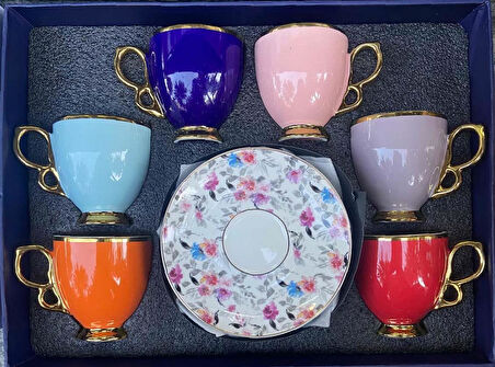 Flowers Porselen Kahve Fincan Takımı 6 Kişilik
